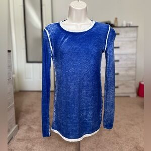 Kokun Blue and White Bamboo & cashmere blend shirt long sleeve